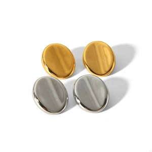 Boucles d'oreilles ovales polies en acier inoxydable dorées et argentées pour femmes