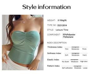 Tableau des tailles détaillé et infos matières pour le haut bustier vert Y2K