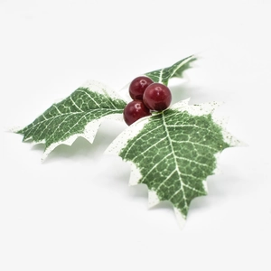 Künstliche Weihnachtsbeeren mit zweifarbigen grünen Blättern für festliche DIY-Dekoration