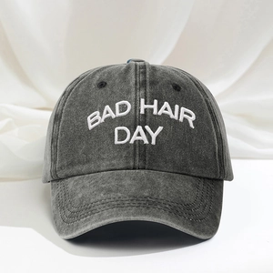 Baseball Cap Washed Cotton Bad Hair Day Embroidery Adjustable Retro Distressed Casual Sun Hat Outdoor Dad Hat