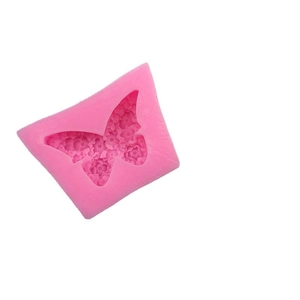 Pink butterfly silicone mold with floral texture for baking and candle making