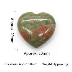 20mm natural unakite crystal heart stone for meditation and DIY jewelry decoration
