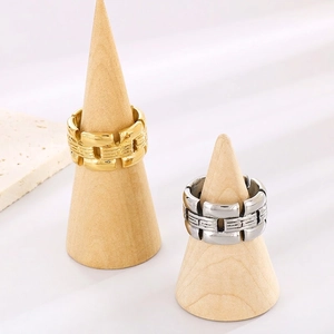 Herren Ring 316L Edelstahl Hohl Geometrisch Gewebt Industrie Mechanisch Breit Vintage Retro Punk Mode