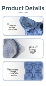 Detail of owl silicone ice mold featuring leak-proof buckle and lid design for easy use