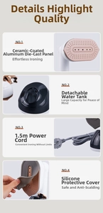 Detail of ceramic coated aluminum panel and detachable water tank of portable steam iron