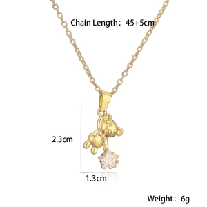 Dettaglio dimensioni collana orsetto dorato con zircone a stella, 45+5 cm di lunghezza