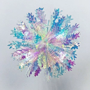 Iridescent holographic snowflake hanging decoration for Christmas party window and tree decor.