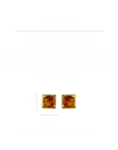 Detailed size chart for geometric brown resin earrings with silver needles and gold frames