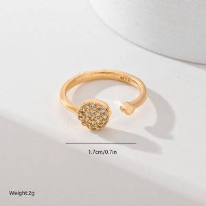 Detailed view showing the 1.7cm diameter and 2g weight of this gold leaf ring