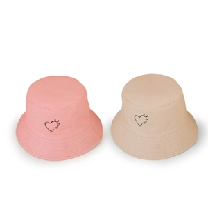 Ensemble de bobs rose et beige avec imprimé graphique papillon et cœur en toile de coton