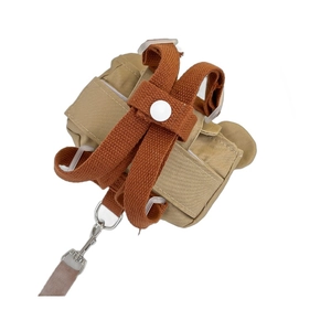 Mochila arnés ajustable de lona para mascotas con enganche para correa en caqui y marrón