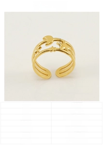 Detailed specs of gold 18K plated stainless steel moon and star hollow open ring