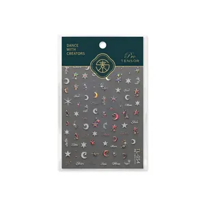 Holographic 5D star and moon nail art stickers with metallic laser finish TL-054