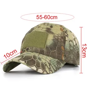 Tactical camouflage baseball cap with 10cm brim and 55-60cm head circumference size guide