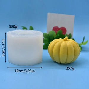 Detailed view of Halloween pumpkin silicone mold with dimensions and weight specifications