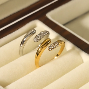 Anelli abbraccio minimalisti in oro 18K e argento con diamanti per coppie in astuccio