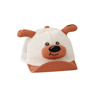 Kids breathable mesh baseball cap with 3D cartoon bear ears and cute embroidery