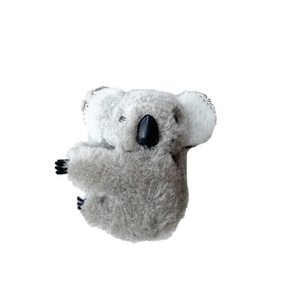 Cute gray plush koala hair clip with 3D ears and soft fabric for girls' hair styling