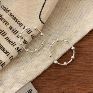 Minimalist 925 Sterling Silver Beaded Ring Spinner Anxiety Relief Stackable Fashion Jewelry For Women Korean Style
