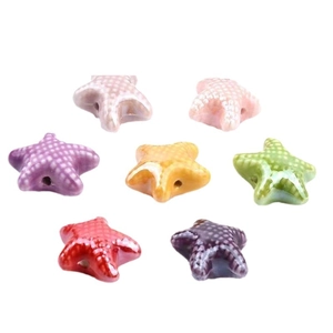 Colorful starfish ceramic beads in multiple colors for DIY handmade jewelry crafts