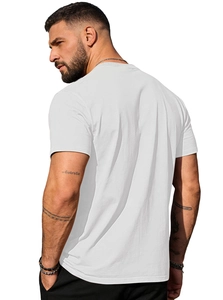 Back view of a white short-sleeve cotton T-shirt showing minimalist fit and premium fabric