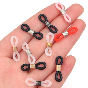 Silicone eyeglass chain connectors with metal coils for non-slip eyewear accessories