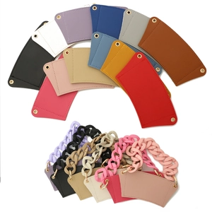 Portable PU Leather Coffee Cup Sleeve Anti-Scald Heat Insulation Handheld Milk Tea Cup Cover With Metal Eyelets Stitching
