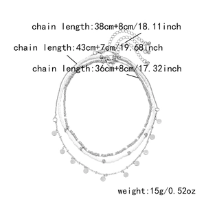 Détails des longueurs 38cm, 43cm et 36cm pour l'ensemble de colliers étoile de mer argent