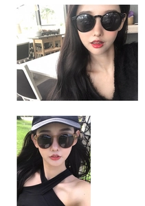 Detail view of round vintage sunglasses in black and tortoiseshell with UV lenses