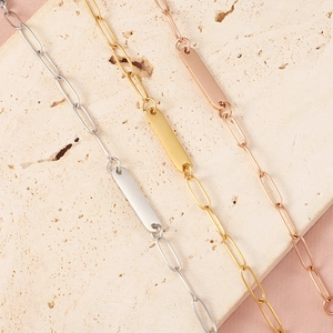Polished stainless steel paperclip chain bracelets in silver, gold, and rose gold