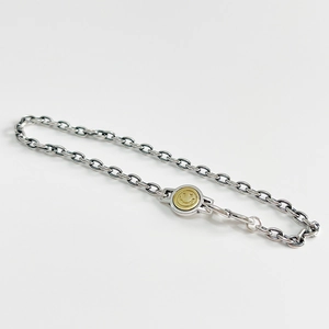 925 Sterling Silver Bracelet With Gold Smiley Face Star Eyes Pendant Retro Vintage Linked Chain For Women