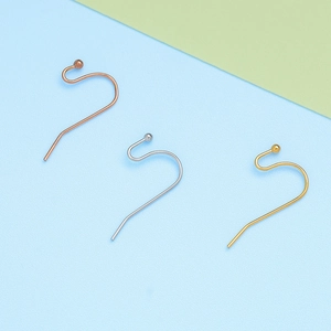 S-shaped 304 stainless steel earring hooks with ball head in gold, silver and rose gold