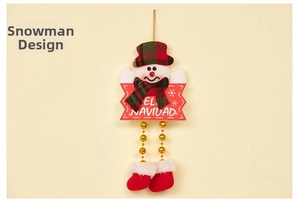 Christmas snowman hanging ornament with Feliz Navidad sign and beaded long legs