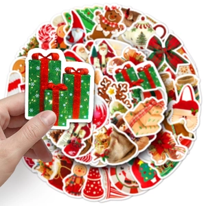 50 pieces of waterproof Christmas cartoon stickers with Santa Claus and Gingerbread Man