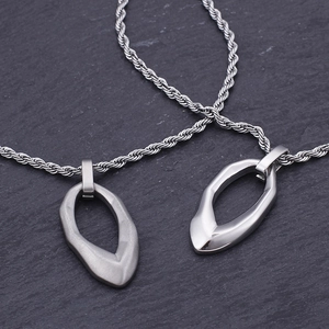 Vintage irregular water drop titanium steel pendant necklaces with matte and mirror finish