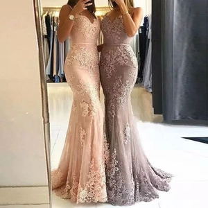 Robe De Soirée Sirène Dentelle Florale Col En V Bretelles Spaghetti Silhouette Queue De Poisson Femmes Fête Formelle Élégante