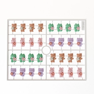 32pcs Cute resin animal charms for nails with bear, frog, rabbit and cat shapes