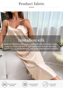 Vue détaillée du tissu en soie d'imitation champagne avec armure satin pour nuisette