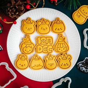Cartoon Christmas Animal Cookie Cutters PLA Plastic 3D Printed Biscuit Fondant Molds For DIY Holiday Baking