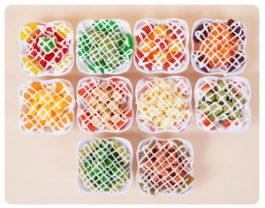 Set van 10 realistische fruit- en groentesalamodellen voor foodfotografie-rekwisieten