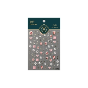 French style floral nail art stickers with golden lines and 3D relief flower patterns