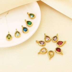 Colorful teardrop gemstone pendants with gold plating for DIY jewelry making