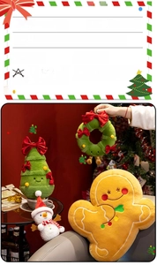 Detailed view of Christmas plush toy set with soft polyester fabric and PP cotton filling
