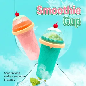 Slushy Maker Cup DIY Quick Frozen Silicone Squeeze Cooling Cup Slushie Smoothie Maker Portable Ice Cream Cone Shape Design