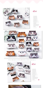 Dettaglio di varie mollette per capelli a forma di gatto in diversi motivi e colori