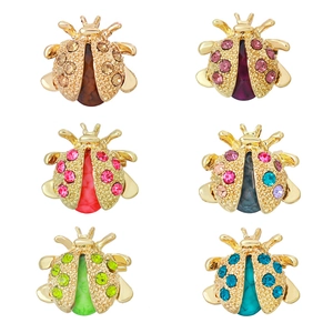 Cute Ladybug Butterfly Brooch Pins Alloy Rhinestone Artificial Gem Vintage Fashion Corsage Clothing Accessories For Women