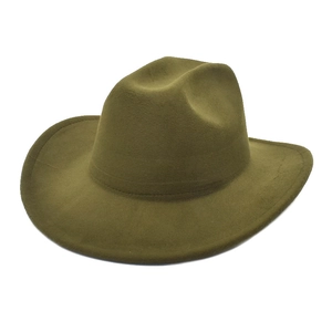 Macro side view of an olive green wool felt fedora hat showing textured fabric detail