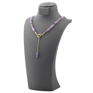 Elegant Amethyst beaded necklace with gold metal accents and Y-shaped drop pendant