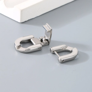 Polished stainless steel U-shape screw clasps for DIY jewelry making and chain repair