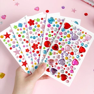 Colorful 3D heart and star gemstone stickers for children DIY crafts and stage decorations